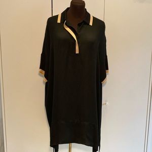Rag & Bone oversized polo shirt dress silk black S